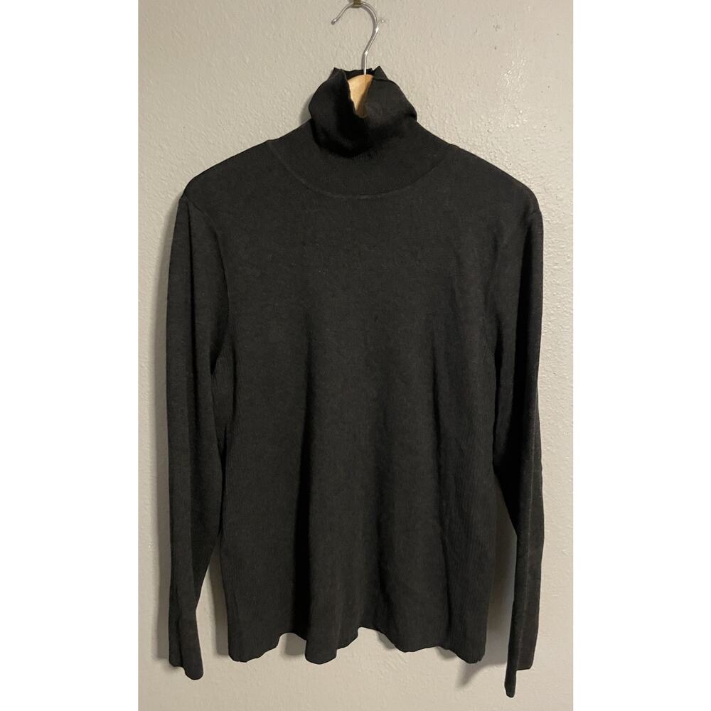 Chicos Womens Top Size 3 US XL Gray Rayon Blend Turtleneck Stretch Long Sleeve